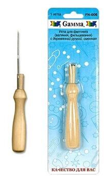 Игла для валяния (фелтинга) FN-006 в блистере  (№36 толстые) с деревянной ручкой, Гамма